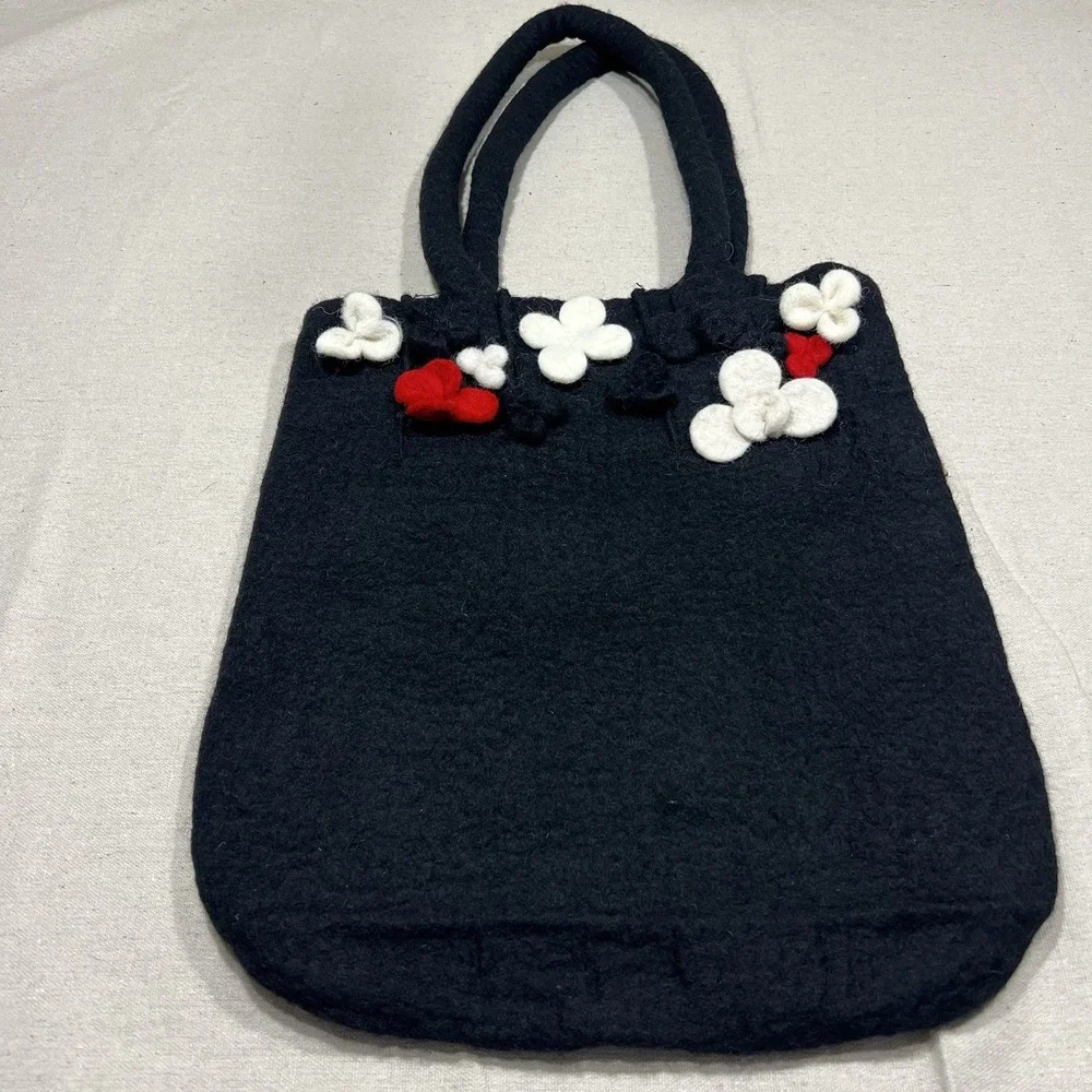 Living Legacy University of Georgia Bulldogs 100% Felt Wool Tote Bag Zip Lining‎
